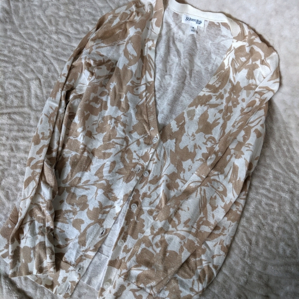 Tan floral cardigan